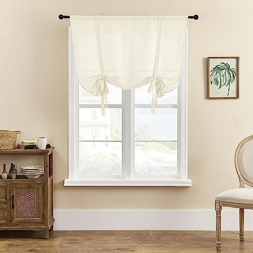SMITHOOM Tenda a pacchetto a 1 pannello, con legatura, spessa, tinta unita, con tasche per asta, per cucina, camera da letto, bagno, lavanderia, decorazione per finestra, 100x120cm, Beige