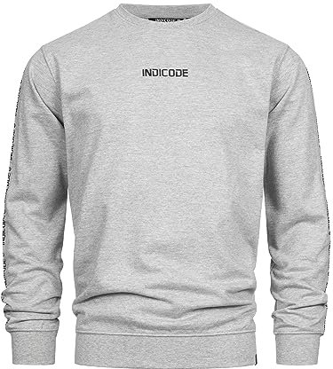 Indicode Herren INKorbin Sweatshirt mit RIPP-Bündchen und Rundhals-Ausschnitt | Sweater aus Baumwoll-Mix Lt Grey Mix, M