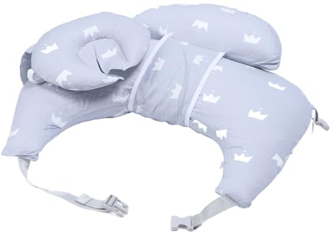 Stillkissen für Säuglinge, Maschinenwaschbar, Verstellbar, Baumwolle, 7D-Polyester, Baumwollfüllung, Stillkissen für Schlafzimmer (Grey)