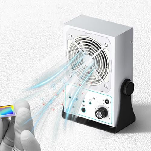 KHZKHC Benchtop DC Type Top Anti Static Fan, Electrostatic Anti Static Ionizer Fan, Effective Range 40cmX90cm, Multi-level Adjustable Wind Power, for Printing, Packaging, Plastic Spraying