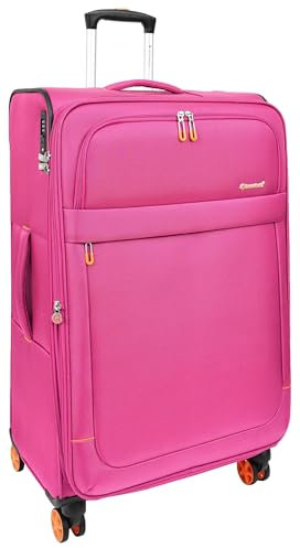 A1 FASHION GOODS Double valise souple à 4 roues légères et extensibles avec serrure TSA, rose, Large Check-in 28, Valise extensible à roulettes souple
