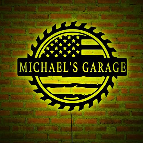 Décor De Garage Personnalisé Avec Lumière LED, Panneau Lumineux D’art Mural De Garage, Panneau Mural De Grotte D’homme, Cadeau Pour Lui, Panneau De Nom De Décor Mural De Garage
