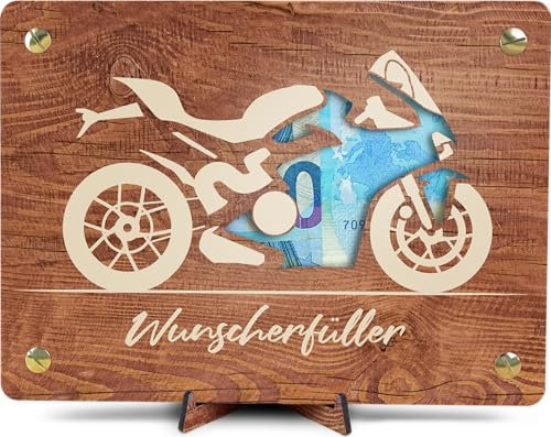 Sport Motorrad - XL Geldgeschenk aus Holz inkl. Ständer | Sport Bike - Motorrad Zubehör, Rennmotorrad, Superbikes, Sport Bike, Supersportler, Karte für Biker