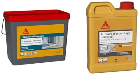 SIKA - Kit douche à l'italienne, kit d'étanchéité sous carrelage prêt à l'emploi pour 8m² & Primaire d'accrochage universel - Sikafloor 35 Primaire - Avant ragréage de sol