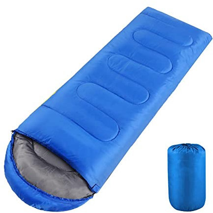 Yaheetech Sleeping Bags for Single Adults, 3 Season Envelope Lightweight Compact Ultralight Backpacking with Portable Carry Bag for Summer, Camping, Hiking & Travel, Indoor & Outdoor Use, Blue