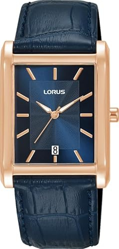 LORUS Damen Analog Quarz Uhr mit Leder Armband,Blau