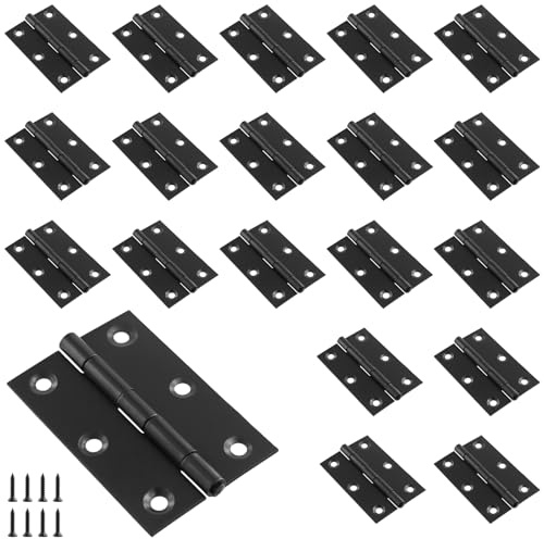 TAICHEUT 20Pcs/10 Pair 3 Inch Black Door Hinges, 75 x 50mm Stainless Steel Folding Butt Hinges with Screws, Ball Bearing Hinge for Home, Wooden Door