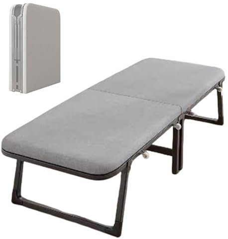 Klappbett mit Schaumstoffmatratze, tragbares, faltbares Kinderbett mit Stahlrahmen, Rollbares Gästebett mit 4 Rädern, platzsparendes Erwachsenenbett, einfache Montage und Bewegung (182 x 60 x 35 cm)