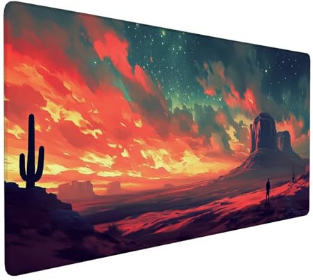 Tapis de Souris Gamer XXL 1600 x 800 x 3 mm,Couleur Orange Tapis Souris,Paysage Grand Sous Main Bureau,Bords Cousus Mouse Pad,Base en Caoutchouc Antidérapante,Améliore la Précision et la Vitesse Y-335