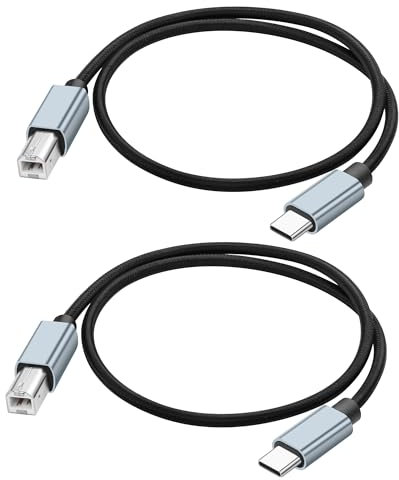 JSADZKJ Cavo stampante da USB C a USB B Cavo di prolunga da tipo B a tipo C 2.0 Cavo di interfaccia MIDI USB tipo B maschio ad alta velocità per stampante,scanner,fax,tastiera Midi,0.5M/1.65Ft