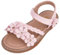 ANBIWANGLUO Sandale Bambina Sandali con Fiori Ragazza Sandalo Pelle Bimba Scarpe Estate Punta Aperta Bambina 26 EU,Rosa