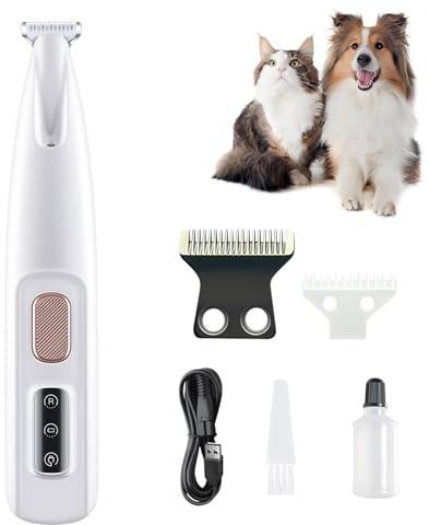 NXPUXP Tierhaarschneider,Hundepfotenschneider,Haustierrasierer für Hunde-und Katzenpfoten,Ohren,Gesicht und Körper(weiß)