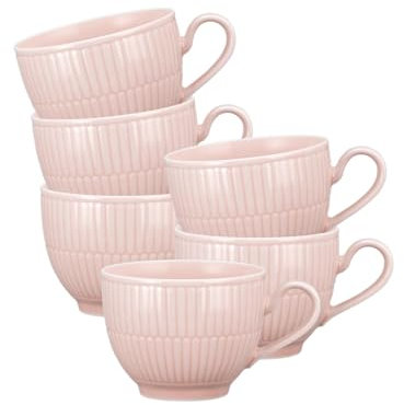 Seltmann Weiden Amina Rosé Kaffeetassen 6er Set, 250 ml, Kaffeeobertassen mit dezentem Relief-Muster, Spülmaschinen- und Mikrowellenfest, Porzellan, Rosa