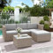 Merax Garten Lounge Set Polyrattan Sofagarnitur Ecksofa Gartenmöbel mit Kissen & Tisch, Khaki
