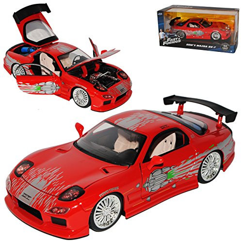 alles-meine.de GmbH Mazda RX7 Dom´s Dominik Toretto Rot 1991-2002 Fast Furious 1/24 Jada Modell Auto mit individiuellem Wunschkennzeichen