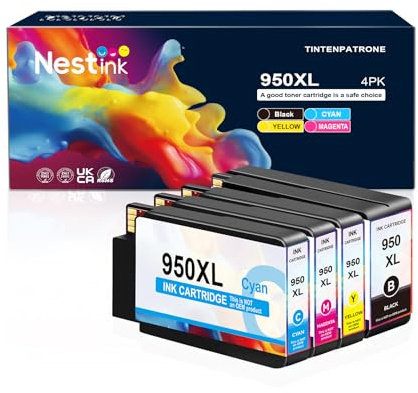 Nestink 950XL Tintenpatronen Ersatz für HP 951XL (4er-Pack)