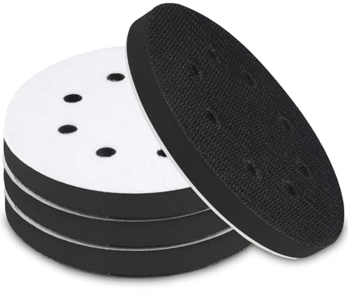 Mkobon 4 Pack 5 Inch 8 Holes Foam Sanding Pads for Orbital Sander | Hook & Loop, Soft Density Interface Pad, Dry Wet Grinding, Sponge Cushion Buffer Backing Pad, Flexible, Easy To Attach