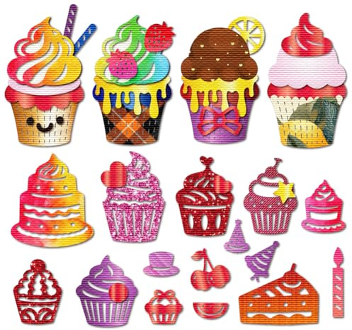 MAYJOYDIY Geburtstags Cupcakes Metall Stanzformen Kuchen Stanzschablonen Kerzen Stanzungen Prägeschablonen Für DIY Scrapbooking Basteln Kartenherstellung Album Geschenkdekor