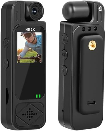 Computer-free Body Cameras with Audio and Video, 10 Hrs 2K Personal Small Pov Camera with Photo, 180° Rotatable Lens, Night Vision, Motion Detection, Wearable Body Cam with Sound for Security, Running