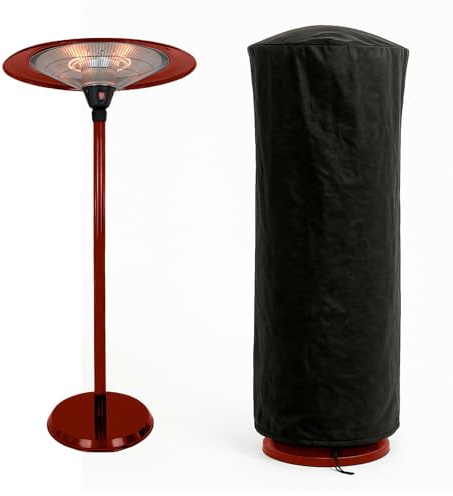 Tempo Style - Elektrischer Heizstrahler Saturno | Infrarot-Heizpilz mit elegantem Design | höhenverstellbar mit stabilem Fuß und Metallgestell | ideal für Außen- und Innenbereich (Bordeaux)