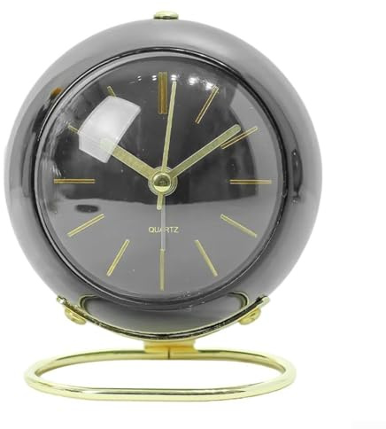 Anspruchsvolle Uhr mit Metallhalterung, leiser Betrieb und dezente Beleuchtung für ruhige Nächte (schwarz)