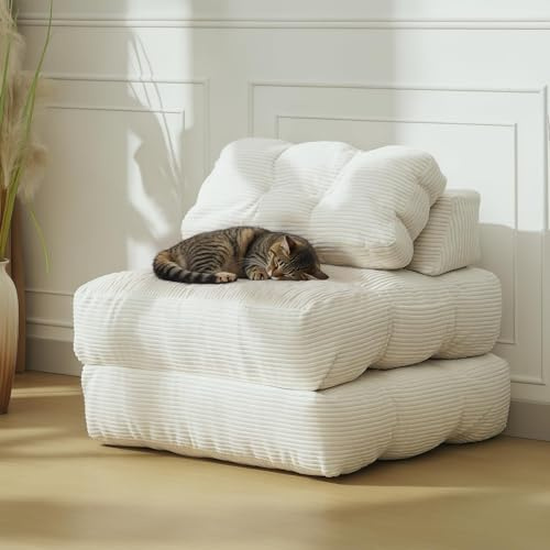 OPULENTHOME Klappbares Schlafsofa, Verwandelbare Bodenliege Mit Kissen, Schlafsofa Mit Rückenlehne, Für Wohnzimmer Und Schlafzimmer, 130 x 87 x 46 cm