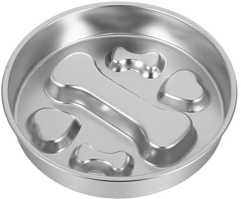 Angoily Edelstahl Slow Feeder Futternapf mit Leckteller rutschfest Klein Fressbremse für Welpen Katzen Hunde Gesundes Langsames Fressen Anti Schling Napf