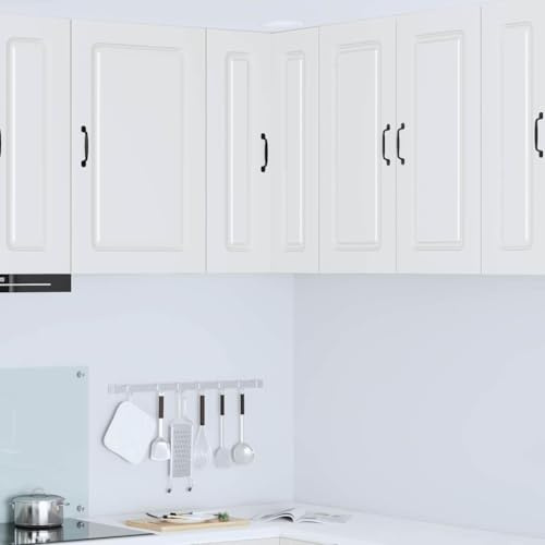 Owoxanthellate Küchenwandschrank Weiß 57 x 57 x 80 cm Holzwerkstand mit 3 Regalen und 2 Türen Modernes wandmontiertes Design Robust & Langlebig für Küche Wohnküche kleine Räume