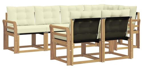 vidaXL Outdoor-Sofagarnitur mit Kissen 7 pcs Weiß und Creme, Moderner Outdoor-Sofa, strapazierfähige Gartenmöbel, Lounge für Terrasse, Komfortables Sitz-Set