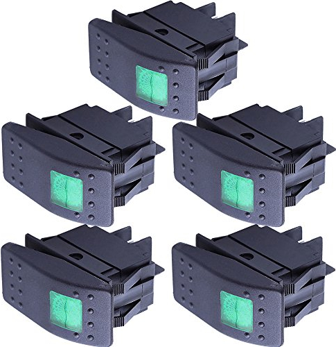 Mintice 5 X KFZ Auto Kippschalter Druckschalter Schalter Wippschalter Wasserdicht 12V 20A Grün LED Licht Lampe 4Pin AN/AUS
