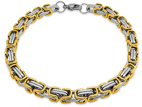 Soul-Cats Armband Edelstahl Königskette Panzerkette Armkette, Farbe: Silber-Gold, Stärke: 6 mm