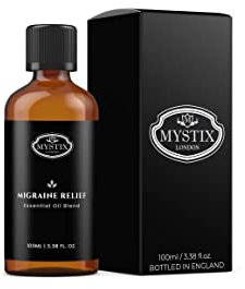 Mystix London | Migraine Relief Pure & Natural Essential Oil Blend 100ml - for Diffusers, Aromatherapy & Massage Blends | Perfect as a Gift | Vegan, GMO Free