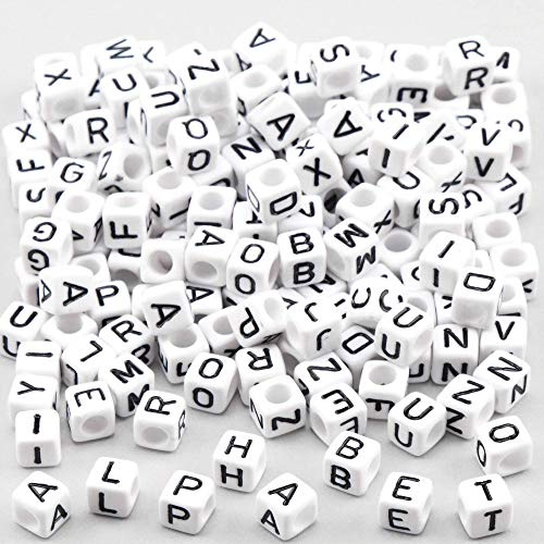 Baker Ross AR285 Black & White Alphabet Cube Beads - Pack of 750, Pony Bead Crafts for Kids Arts and Crafts and Jewellery Making