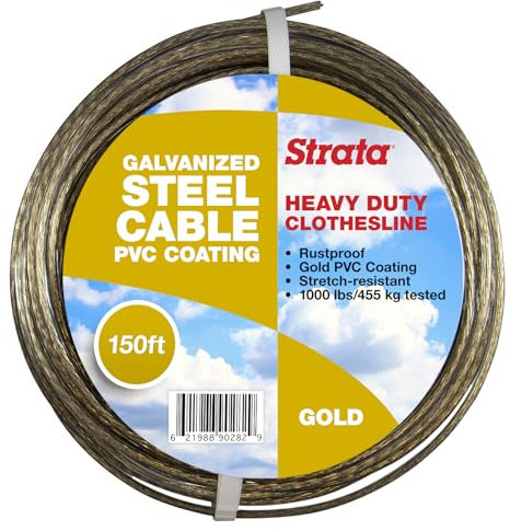 Strata 150 ft Outdoor Clothesline, Heavy-Duty Steel Core Cable
