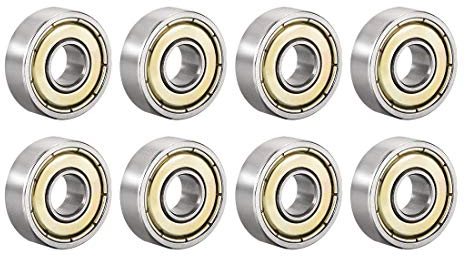 sourcing map 8 Stück 607ZZ Kugellager Doppelschild 7mmx19mmx6mm Rillenkugellager