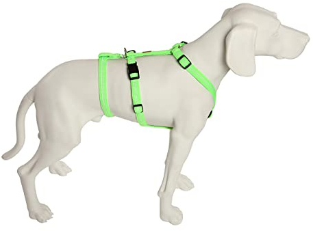 Feltmann No Exit ausbruchsicheres Hundegeschirr für Angsthund, Sicherheitsgeschirr für Pflegehunde, Panikgeschirr, Super Soft, neongrün, Bauchumfang 40-60 cm, 15 mm Bandbreite