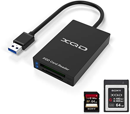 XQD Card Reader, USB 3.0 XQD/SD Card Reader Dual Slot Memory Card Reader 5Gpbs Super Speed Support Sony G/M Series, Lexar 2933x/1400x USB Mark XQD Card,SD Card for Windows/Mac OS