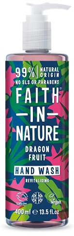 Faith In Nature Natural Dragon Fruit Liquid Hand Wash, Rejuvenating, Vegan and Cruelty Free, No SLS or Parabens, 400 ml