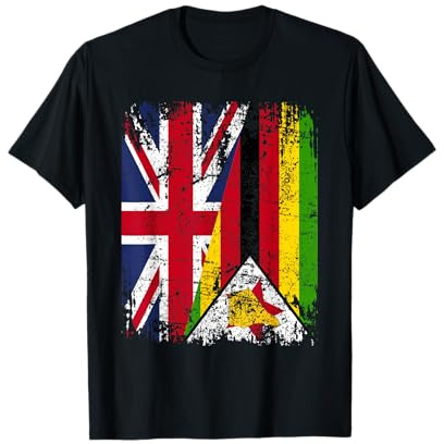 ZIMBABWE Half BRITAIN UK Friendship Flag ZIMBABWEAN T-Shirt