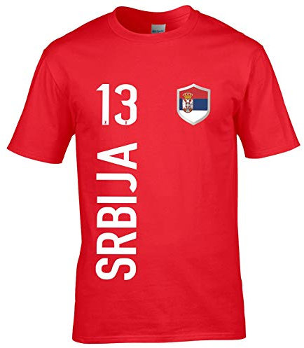 FanShirts4u Herren Fan-Shirt Jersey Trikot - SERBIEN/Srbija - T-Shirt inkl. Druck Wunschname & Nummer WM EM (M, Srbija/rot)