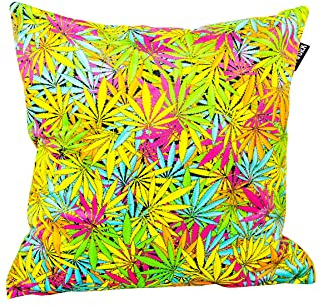 PSYWORK Schwarzlicht Kissen Neon Sweet Weed, 40x40cm