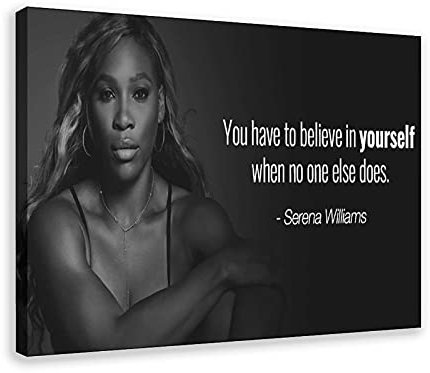 Serena Williams Tennis-Poster, klassisches Motivationszitat 3, Leinwand-Kunstdruck, Gemälde für Wohnzimmer, Schlafzimmer, Dekoration, Rahmen: 30 x 45 cm