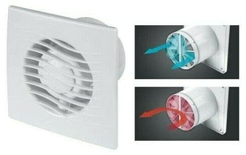 Bathroom Extractor Fan - 100mm - with Non Return Valve / Timer/ Pull Cord/ Humidistat. (Standard), White