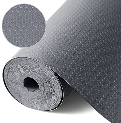 Drawer Liner Non Adhesive, Shelf Liners for Kitchen Cabinets Refrigerator Liners Waterproof & Oil-Proof Kitchen Cupboard Liner Non-Slip Mats EVA Fridge Liner for Shelves - Gray 11.8 x 118 Inch