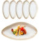 Kadum Platos ovalados de cerámica | Juego de 6 platos | Mediterráneo Vintage | 6 x platos grandes ovalados largos 32,5 x 17 cm | gris beige grandes platos para servir