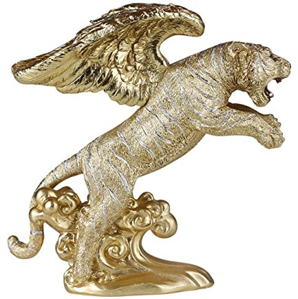 Vinbcorw Modern Wohnzimmer Skulptur Deko,Tiger Statue Mit FlüGeln,Aus Hochwertigem Polyresin Von KüNstlerhand Gestaltet Von Hand Gefertigt Und Bemalt,Ideal FüR Die Innendekoration,A3