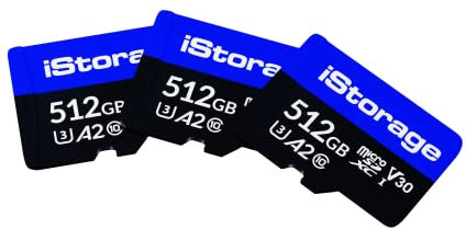 Lot de 3 Cartes microSD d’iStorage de 512Go | chiffrer des données stockées sur Les Cartes microSD d’iStorage en utilisant la clé USB datAshur SD | compatibles avec Les clés datAshur SD Uniquement