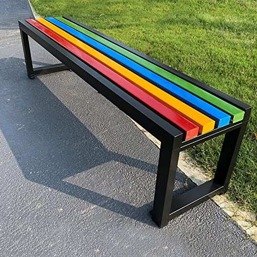 LIGUOYI Bank Gartenstuhl Parkbank Holz-Außenbank, Massives Naturholz Hocker Aus Verzinktem Stahl 100 120 150 cm Wasserfest, Rostfrei, Risssicher, Parkstraße Aussichtspunkte, Vergnügungsparks Etc.