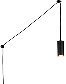 BarcelonaLED Plafonnier Moderne Suspension Tube Cylindrique Noir avec Câble de Prise Réglable en Hauteur et Support de Lampe GU10 pour Salon Salle à Manger Chambre Cuisine