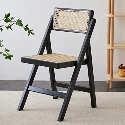 D2FASHION Wiener Geflecht Klappstuhl Holz Braun/Schwarz/Natürliche Farbe, Gartenstühle Outdoor, Home Office Chair, Campingstuhl 150 Kg Belastbarkeit, Leicht Zu Tragen (Color : Black)